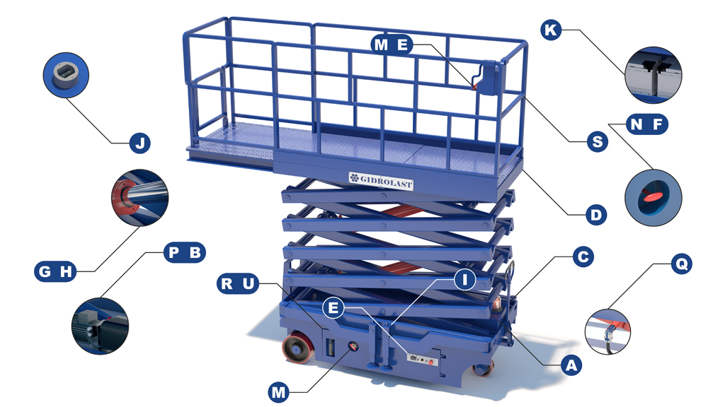 Scissor lift with electrical pulling XW500 - First hydraulic lowcoster